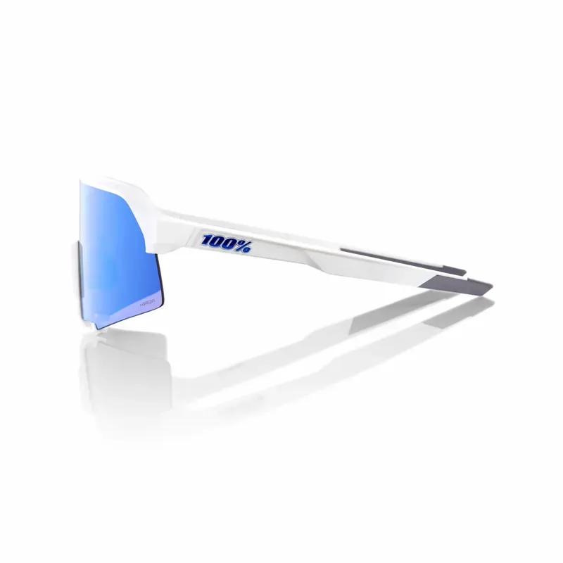 100% S3 Glasses In Matte White/HiPER Blue Multilayer Mirror Lens -2