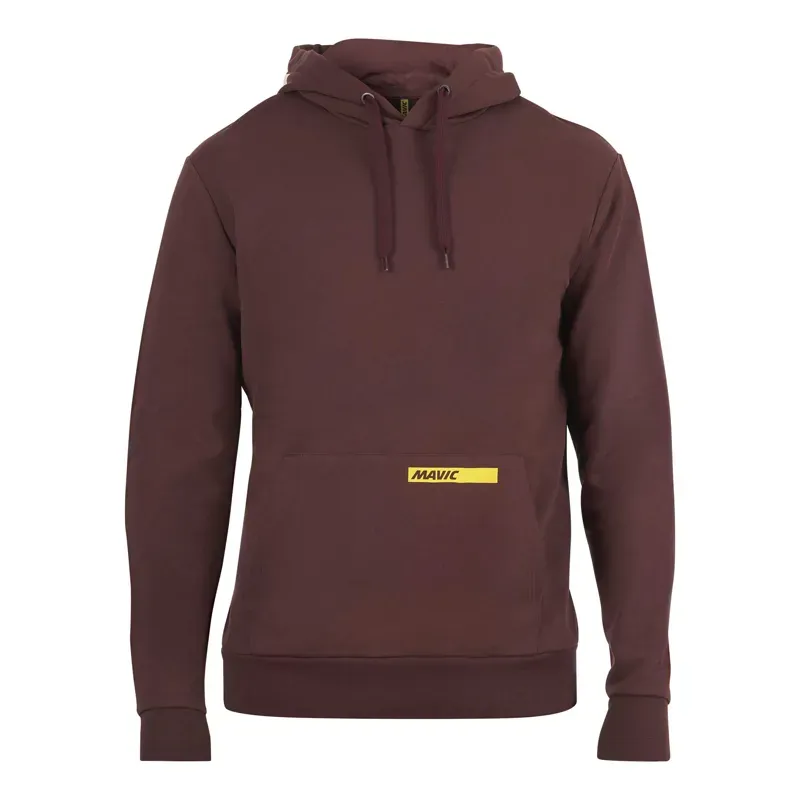 Mavic Corporate Hoodie in Burgundy with yellow logo