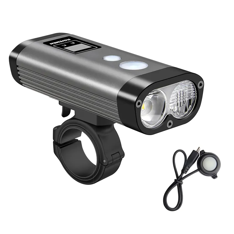 Ravemen PR1400 USB Rechargeable Dual Lens Front Light With Remote In 1400 Lumens GREY/BLACK