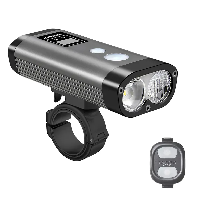 Ravemen PR2000 USB Rechargeable DuaLens Front Light With Remote In 2000 Lumens GREY/BLACK