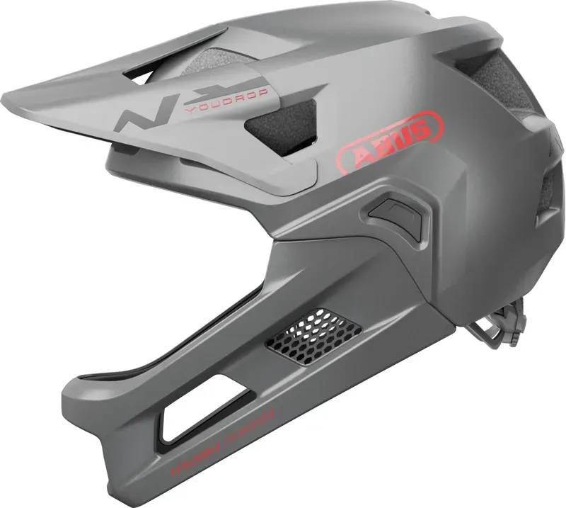 ABUS YouDrop FF Kids Full Face MTB Helmet In SILVER 48-55cm