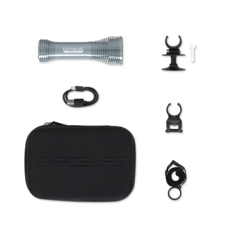 Exposure Lights Zenith 4 front light with helmat and back handle mounts