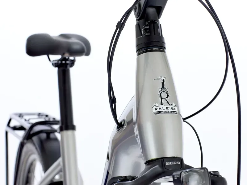 Raleigh Novus Lowstep Derailleur Gear E-Bike in Titanium-1