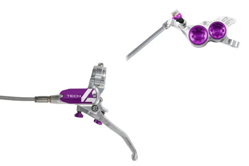 Hope Tech 4 V4 - No Rotor-Silver/Purple - BRAIDED